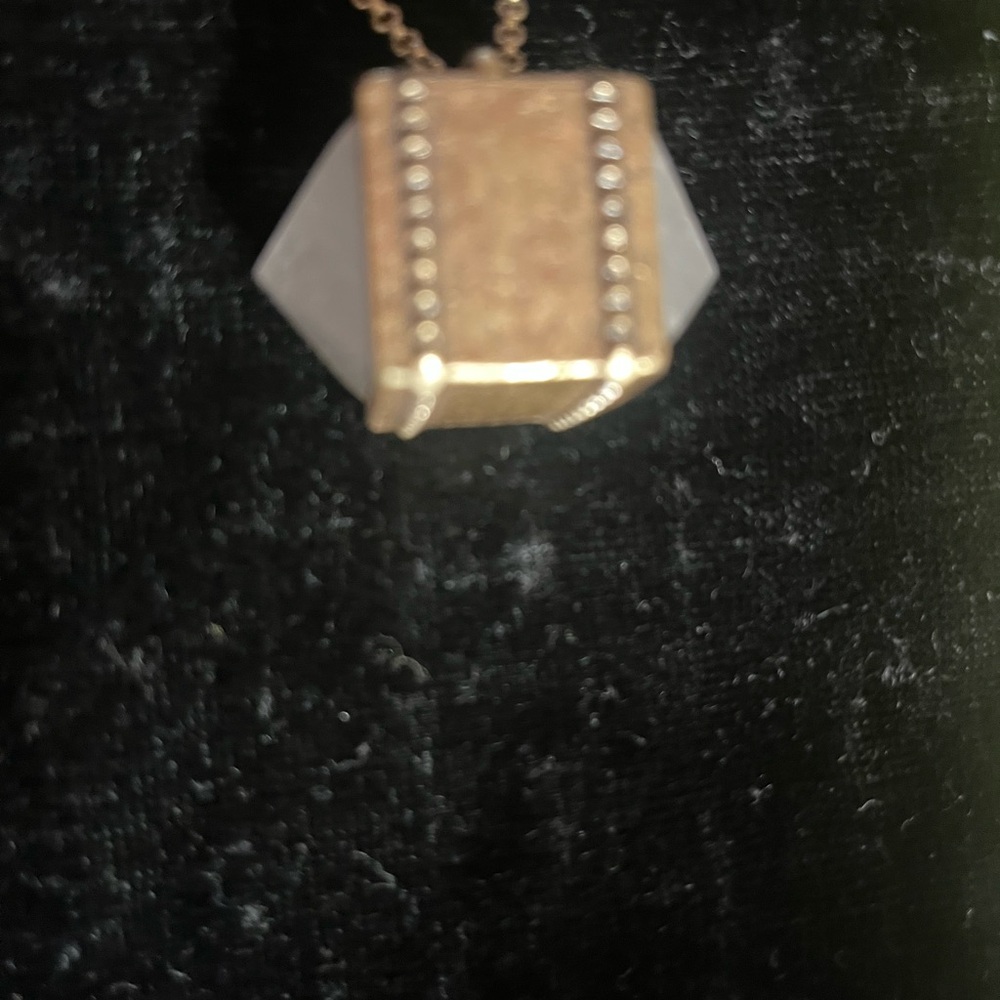 Elegant Gold Large Crystal  wrapped in Gold Pendant Necklace